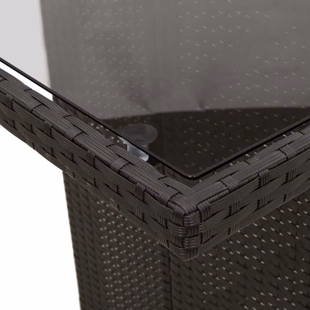 Berkfield Home Modern Black Poly Rattan Garden Table with Glass Top, W: 190 cm, D: 80 cm, H: 75 cm – 4