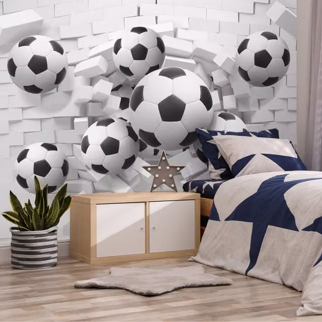 Walltastic 3D Football Wall Mural, Multicolour and Green, W: 243.84 cm, H: 304.8 cm