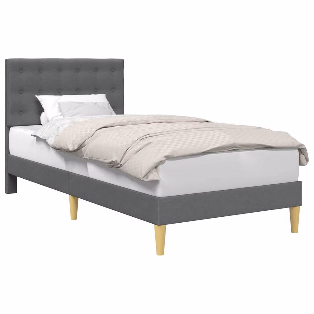 Berkfield Home Modern Upholstered Bed Frame with Headboard in Grey Fabric, W/D/H: 90 x 190 cm – 2