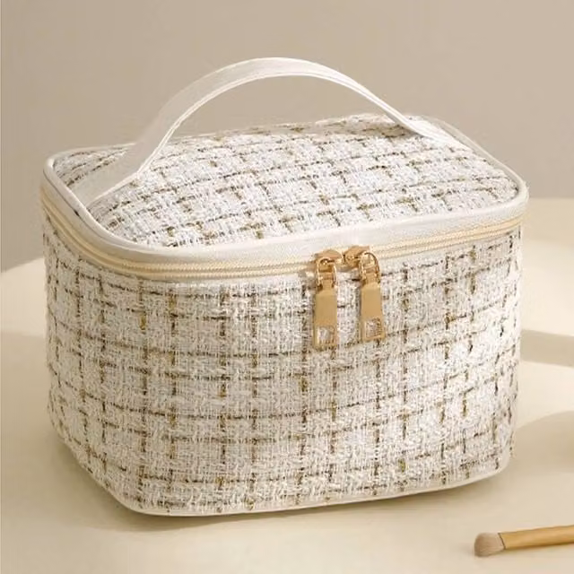 EONLION Large Fashion Toiletry and Cosmetic Bag in Beige, W: 50 cm x D: 50 cm x H: 50 cm