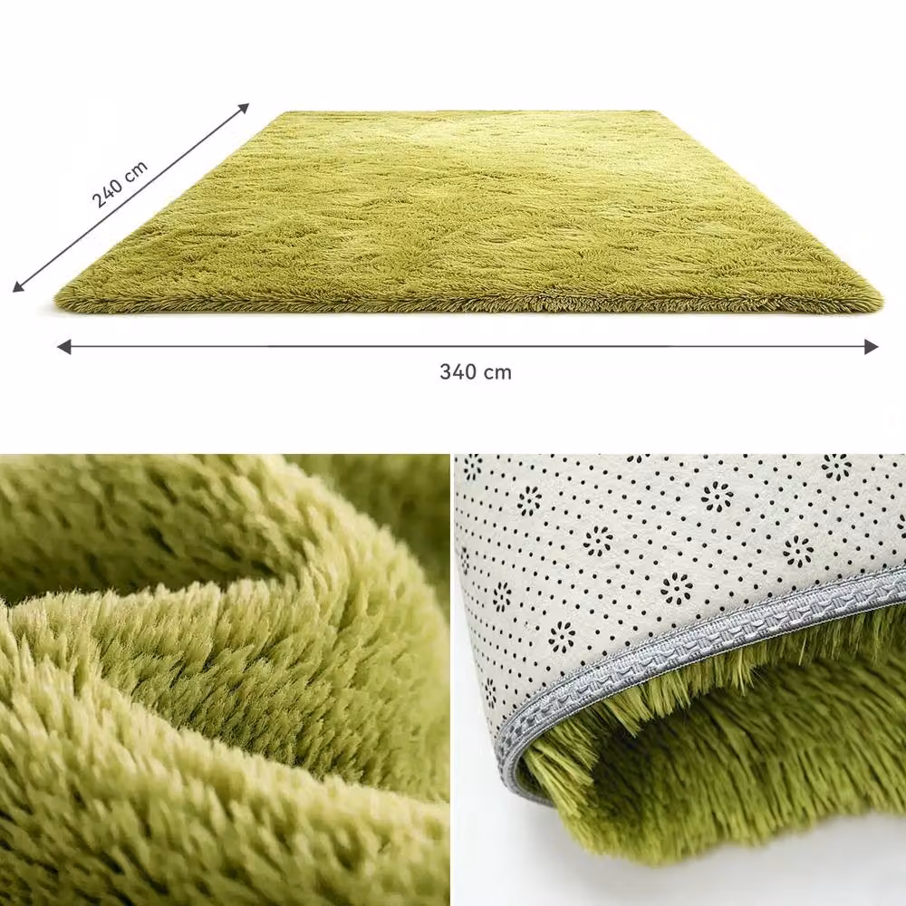 MCC Direct Faux Fur Rectangle Shaggy Area Rug in Green, W: 240 cm, L: 340 cm – 5