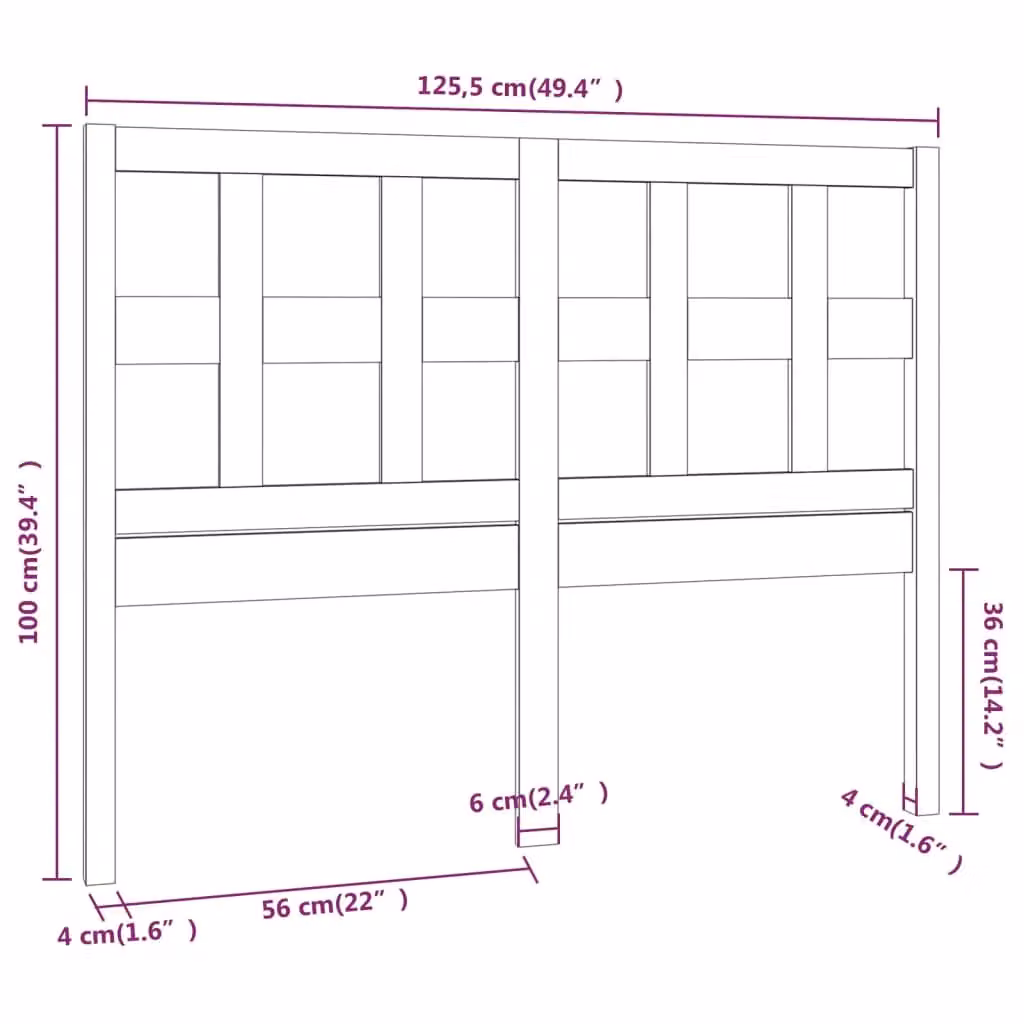 Berkfield Home Rustic Solid Wood Pine Bed Headboard, Honey Brown, W: 125.5 cm, D: 4 cm, H: 100 cm – 3