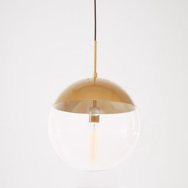 Interiors by Premier Revive Gold Finish Adjustable Pendant Light with Transparent Glass Shade
