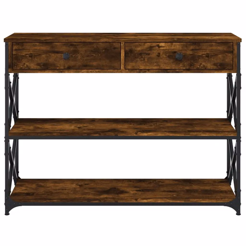 Berkfield Home Smoked Oak Console Table in Brown, W/D/H: 100 x 28 x 75 cm – 4