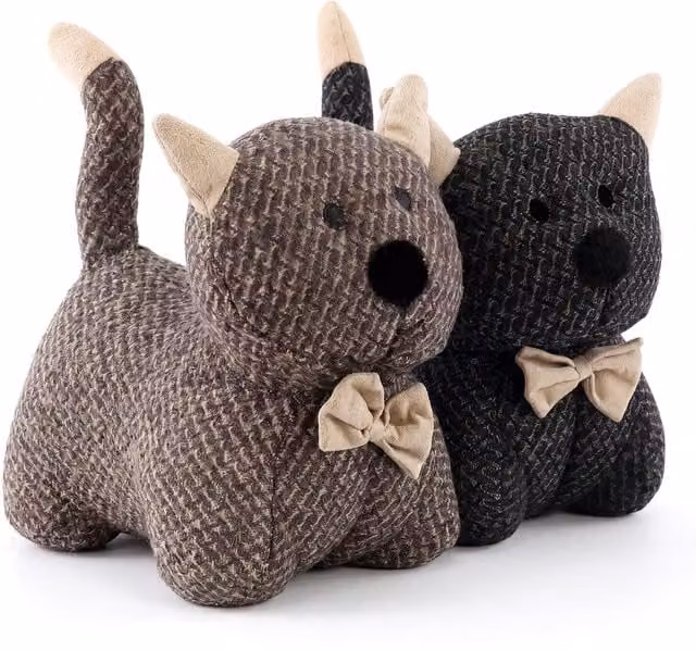 GEEZY Large Animal Kitten Door Stop Cuddly Toy in Brown and Grey