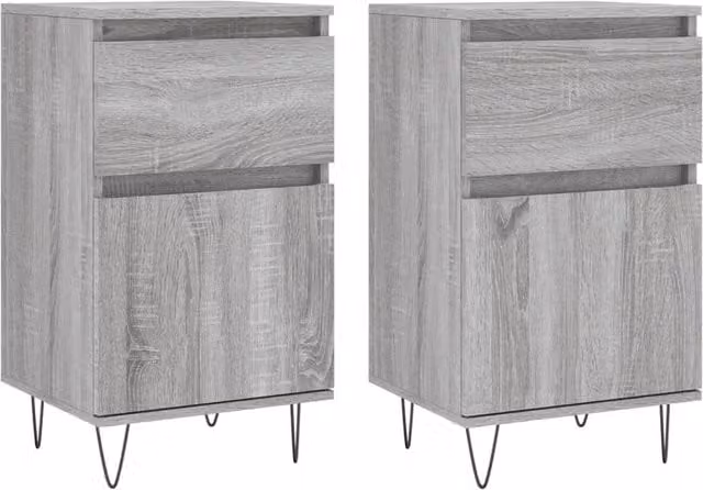 Berkfield Home Set of 2 Grey Sonoma Sideboards in Engineered Wood W/D/H: 40 x 35 x 70 cm