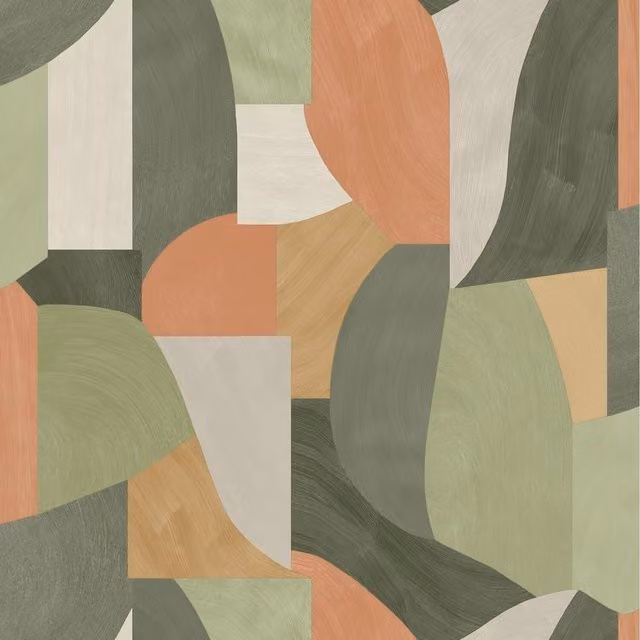Holden Decor Abstract Geometric Modern Wallpaper in Green and Multicolour