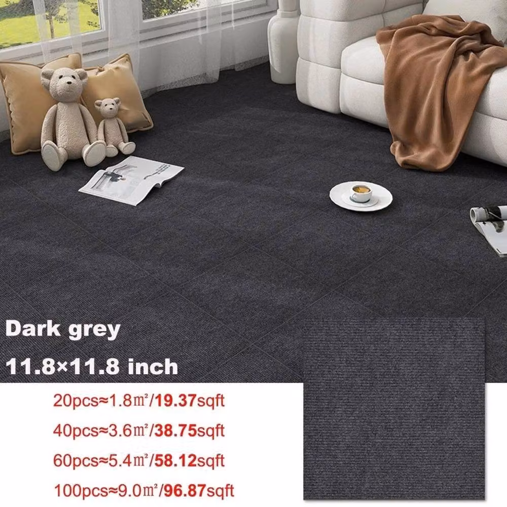 FLAVORA Heavy Duty Commercial Carpet Tiles for Retail and Office, Grey, 20 Pieces, W: 1000 cm x D: 52 cm – 4