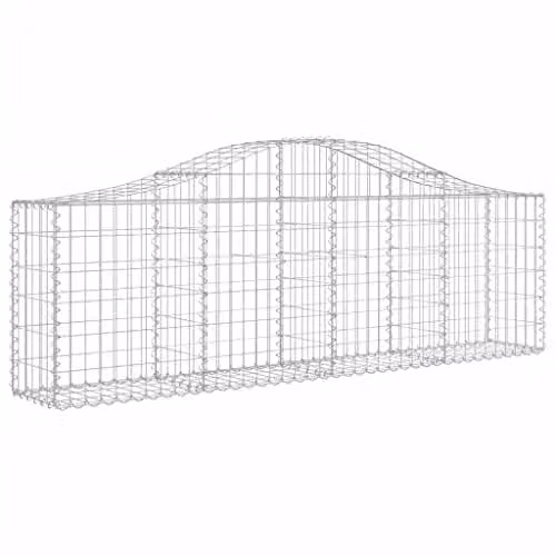 vidaXL 18-Piece Arched Gabion Baskets in Silver Galvanised Steel, W: 200 cm, D: 30 cm, H: 60-80 cm – 1