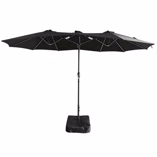 Gr8 Garden Double Sided Cantilever Parasol Umbrella in Black with Crank and Steel Frame