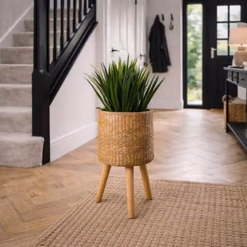 Leaf Extra Large Square Cachepot Planter in Brown, W/D/H: 30 x 30 x 54 cm