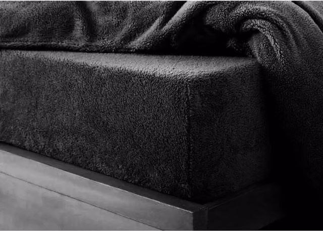 HomeSpace Direct Black Teddy Bear Fleece Fitted Sheet, W/D/H: 90 x 200 cm