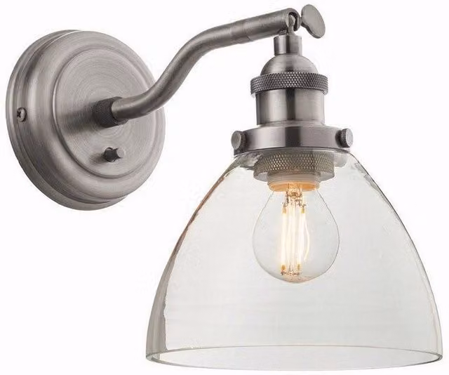 Netlighting Hansen Dome LED Wall Lamp in Brushed Silver with Clear Glass