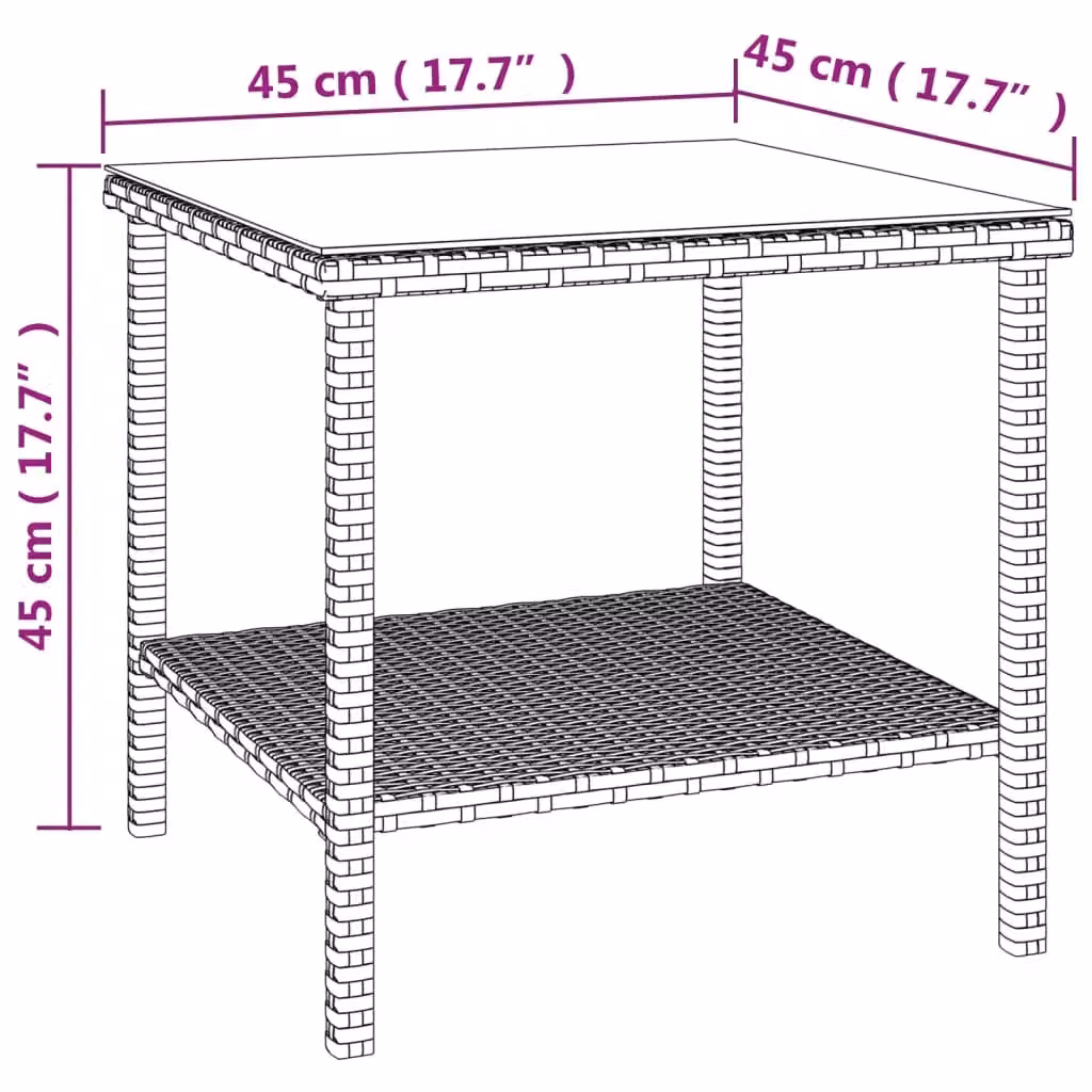 Berkfield Home Black Poly Rattan and Tempered Glass Garden Side Table, W/D/H: 45 x 45 x 45 cm – 5