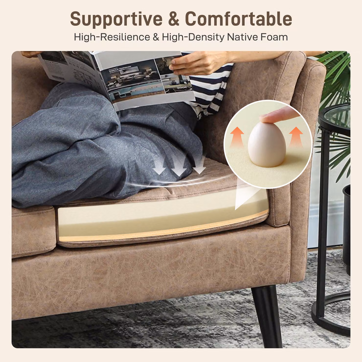 HOMCOM Two-Seater Leathaire Sofa in Brown with Synthetic Leather and Foam Upholstery – 3