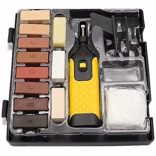 ATEK 19-Piece Laminate Floor Wax Repair Kit with Heating Gun in Brown, Beige, Grey and Multicolour – 1