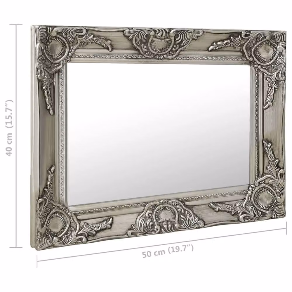 Berkfield Home Antique Baroque Style Rectangular Wall Mirror, Silver, W: 50 cm, H: 40 cm – 4