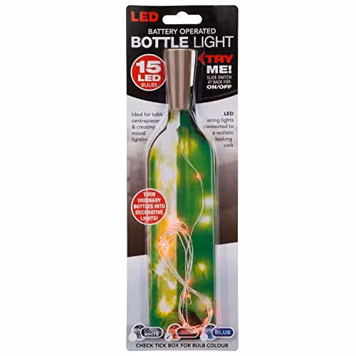 VFM e-Store Red Mini LED Bottle Lights with 15 Battery Operated LEDs and Cork Stopper – 3