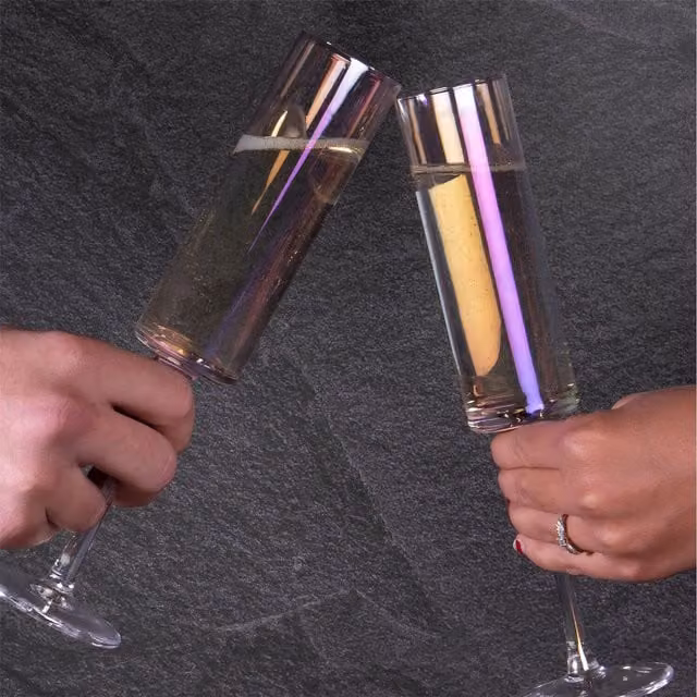 Maison & White Set of 4 Lead-Free Crystal Champagne Flutes in Transparent White