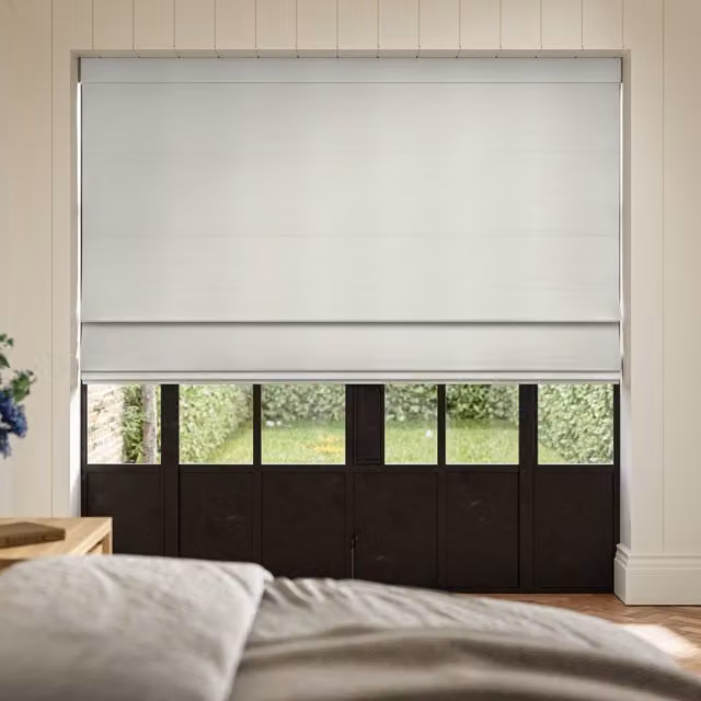 Ante Decor Lusso No Joins Made To Measure Blackout Lace Roman Blind in Black and White