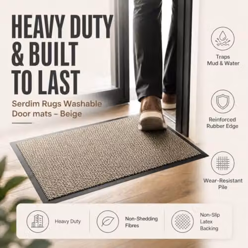Desire Rugs Non-Slip Dirt Trapper Entrance Mat, Beige, W: 40 cm, D: 60 cm, H: 0.3 cm – 3