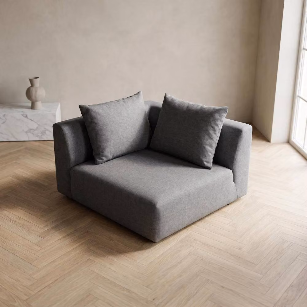 Abakus Direct Tokyo Right Corner Seat in Grey Brushed Tweed Fabric with Deep Seat – 3