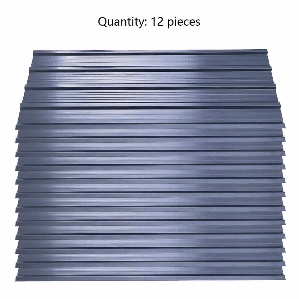FLAVORA 12 Pack Galvanised Corrugated Metal Roofing Tiles in Dark Grey, W: 52 cm x L: 1000 cm – 2