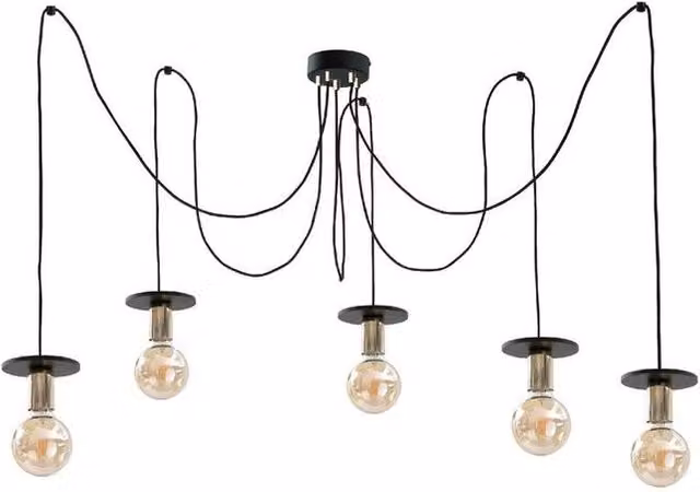 Netlighting Saturn Cluster Pendant Ceiling Light in Black with 5x E27 Bulb Sockets