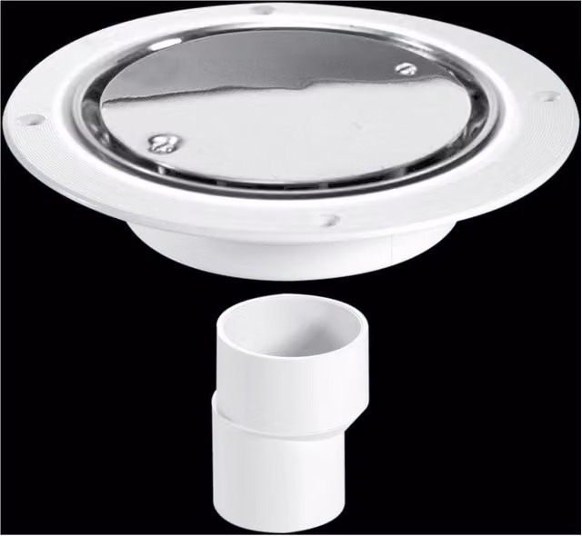 McAlpine USG2SS Untrapped Gully with Clamp Ring and Cover Plate, 2 inch Vertical Out, Silver and White – 1