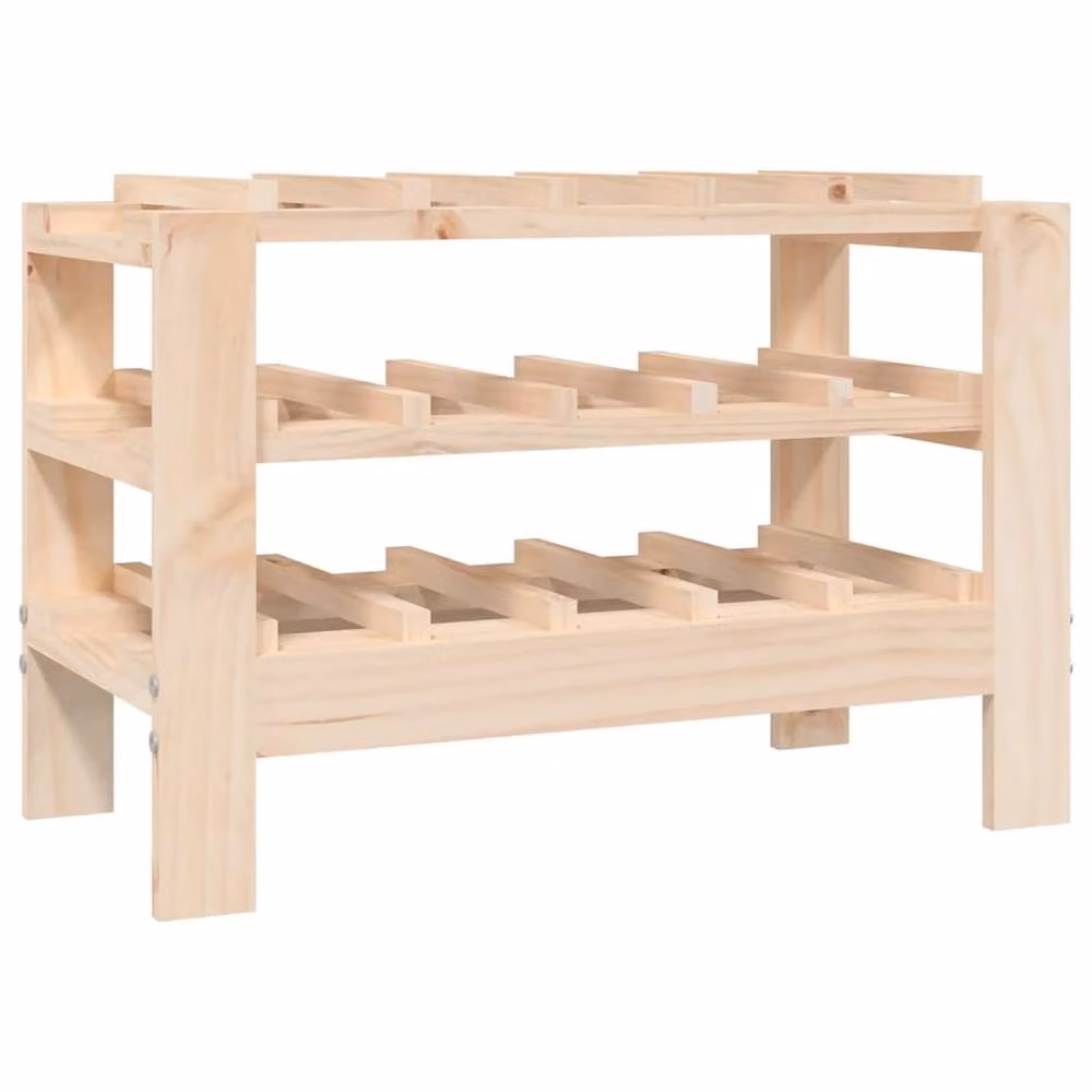 Berkfield Home Rustic Solid Wood Pine Wine Rack in Natural, W/D/H: 61.5 x 30 x 42 cm – 2
