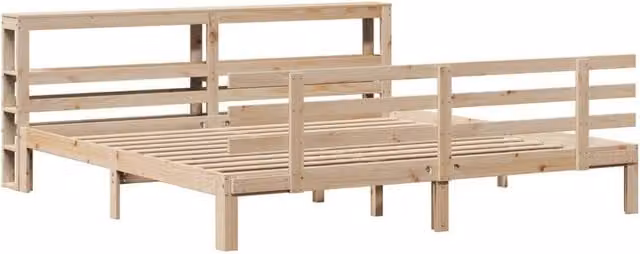 Berkfield Home Beautiful Super King Bed Frame with Headboard in Natural Pine, W/D/H: 180 x 200 x 82 cm