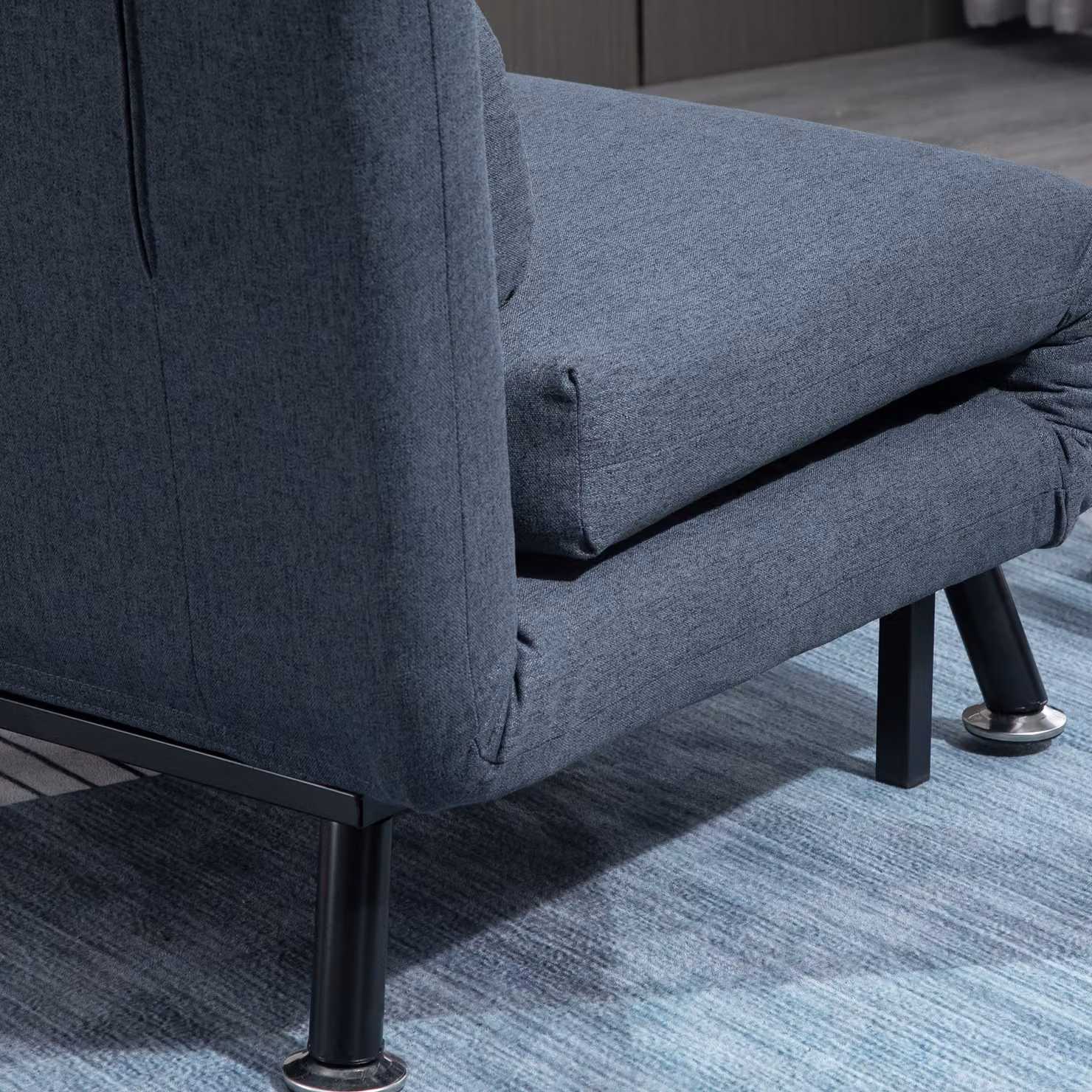 HOMCOM Single Sofa Bed Sleeper Chair in Dark Grey, Foldable Microfibre Fabric Guest Bed with Armrests and Click-Clack Function – 8