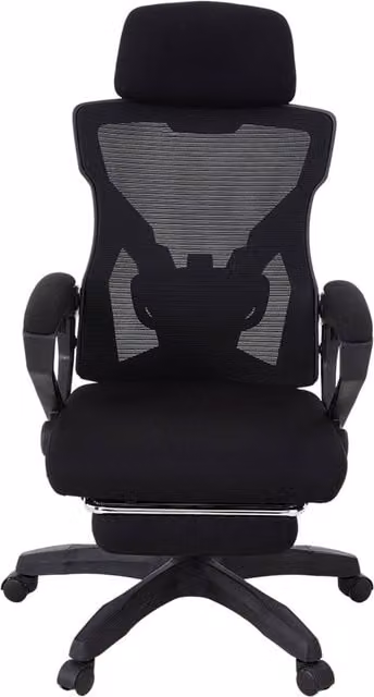 Garden Sanctuary Black Fabric Executive High Back Office Chair with Footrest and Headrest