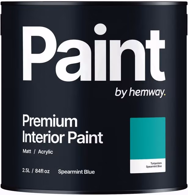 Hemway Matt Acrylic Latex Interior Paint in Blue Turquoise, 2.5 l