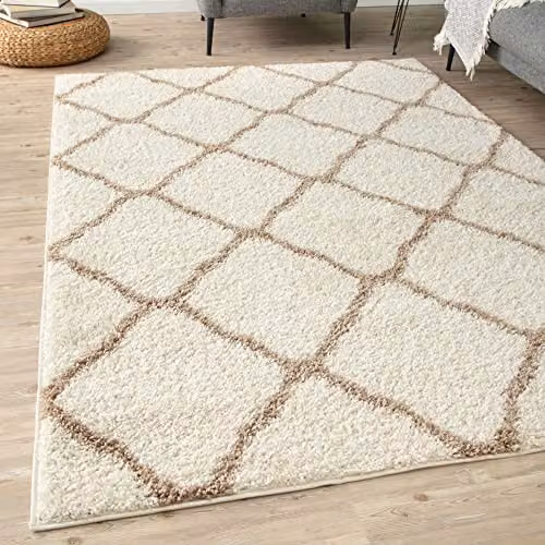 THE RUGS Moroccan Shaggy Area Rug in Beige, W/D/H: 110 x 60 x 3 cm