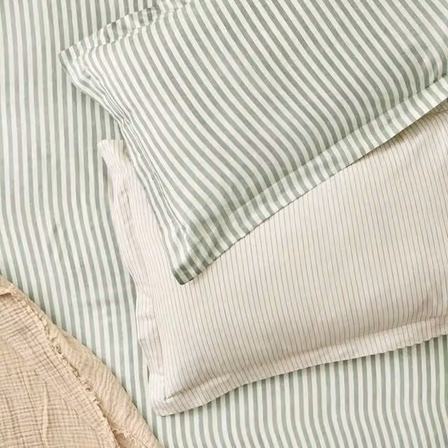 Yard Hebden Striped 100% Cotton Pillowcase Pair in Bottle Green