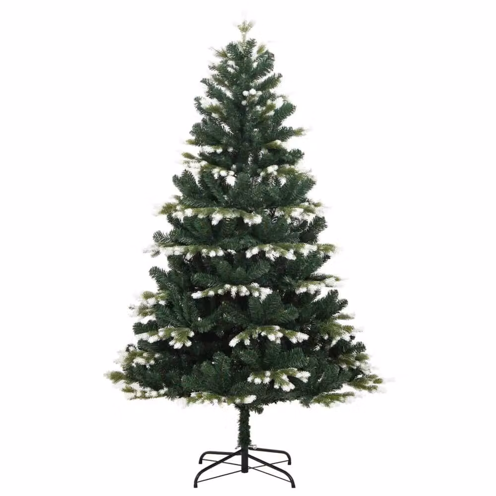 Berkfield Home Beautiful Artificial Hinged Christmas Tree with Flocked Snow in Green and White, Height: 240 cm – 3
