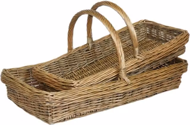 Red Hamper Wicker Garden Trug Planter Set of 2 in Brown, Width: 66 cm