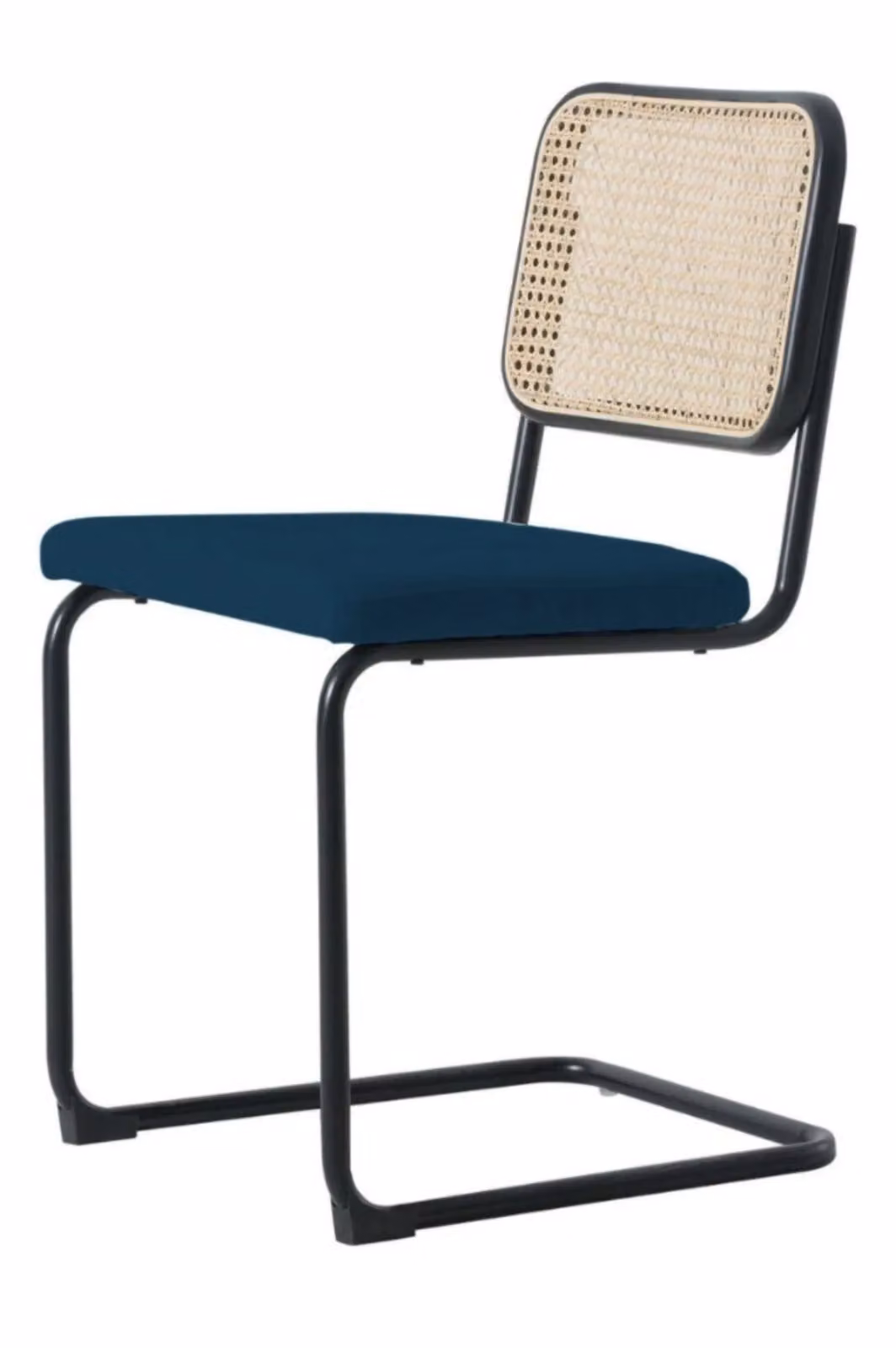Fusion Living Camden Cantilever Dining Chair in Blue Fabric and Metal – 2