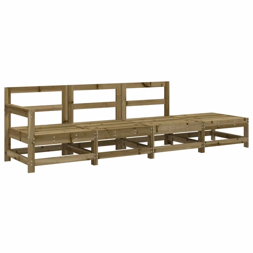 Berkfield Home 4 Piece Brown Impregnated Pine Wood Garden Lounge Set – 2