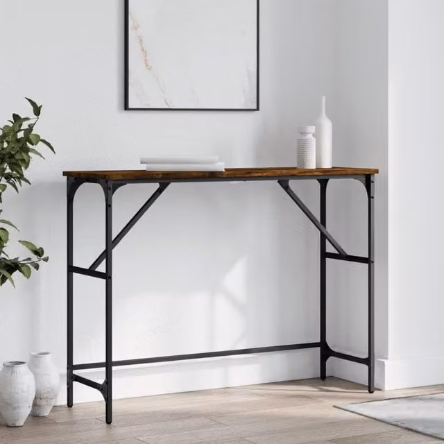 Berkfield Home Smoked Oak Console Table in Brown, W/D/H: 100 x 32 x 75 cm – 1