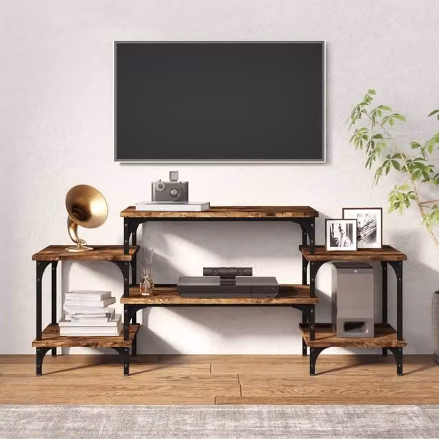 Berkfield Home Smoked Oak TV Cabinet in Brown, W/D/H: 117 x 35 x 52 cm