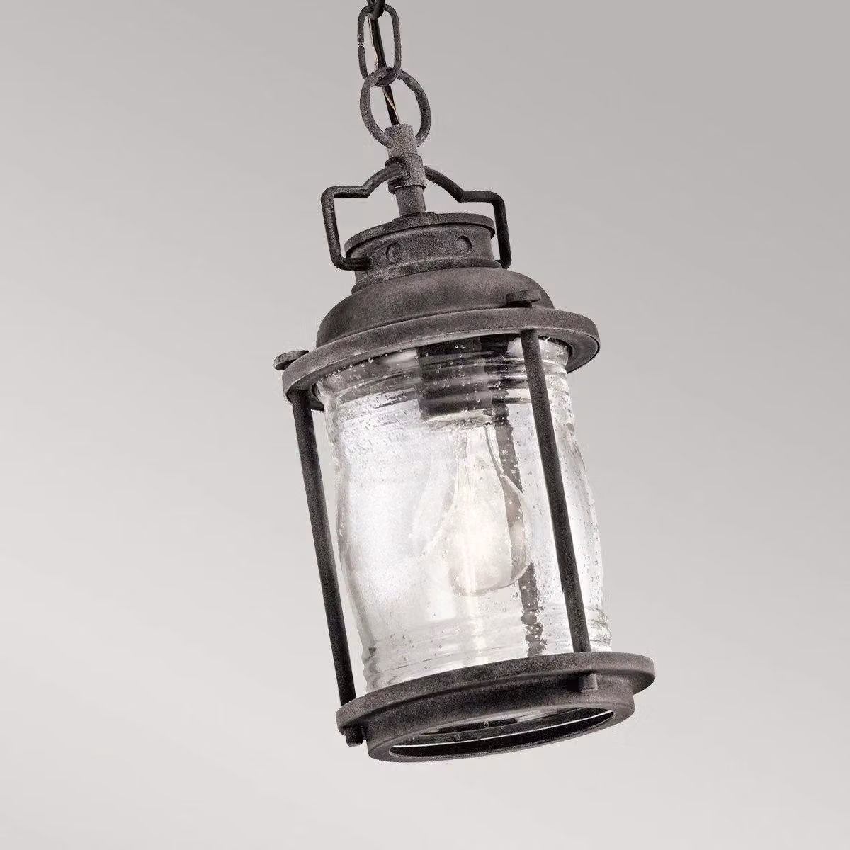 Netlighting Ashland Bay Small Outdoor Ceiling Lantern in Grey Zinc with Transparent Glass, IP44, E27 – 3