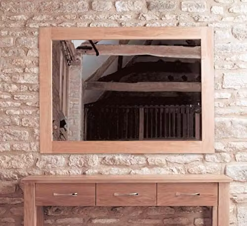 Baumhaus Modern Oak Wall Mirror in Brown, Rectangular