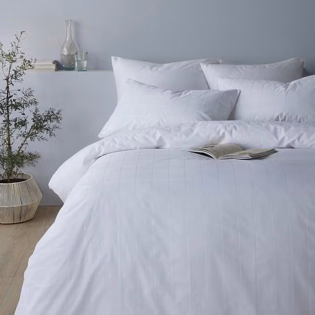 Luxe and Wilde Lorton Checked Cotton Duvet Cover Bedding Set in White