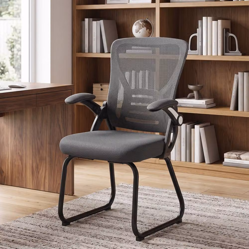 HOMCOM Office Chair with Mesh Backrest and Steel Legs in Dark Grey – 2