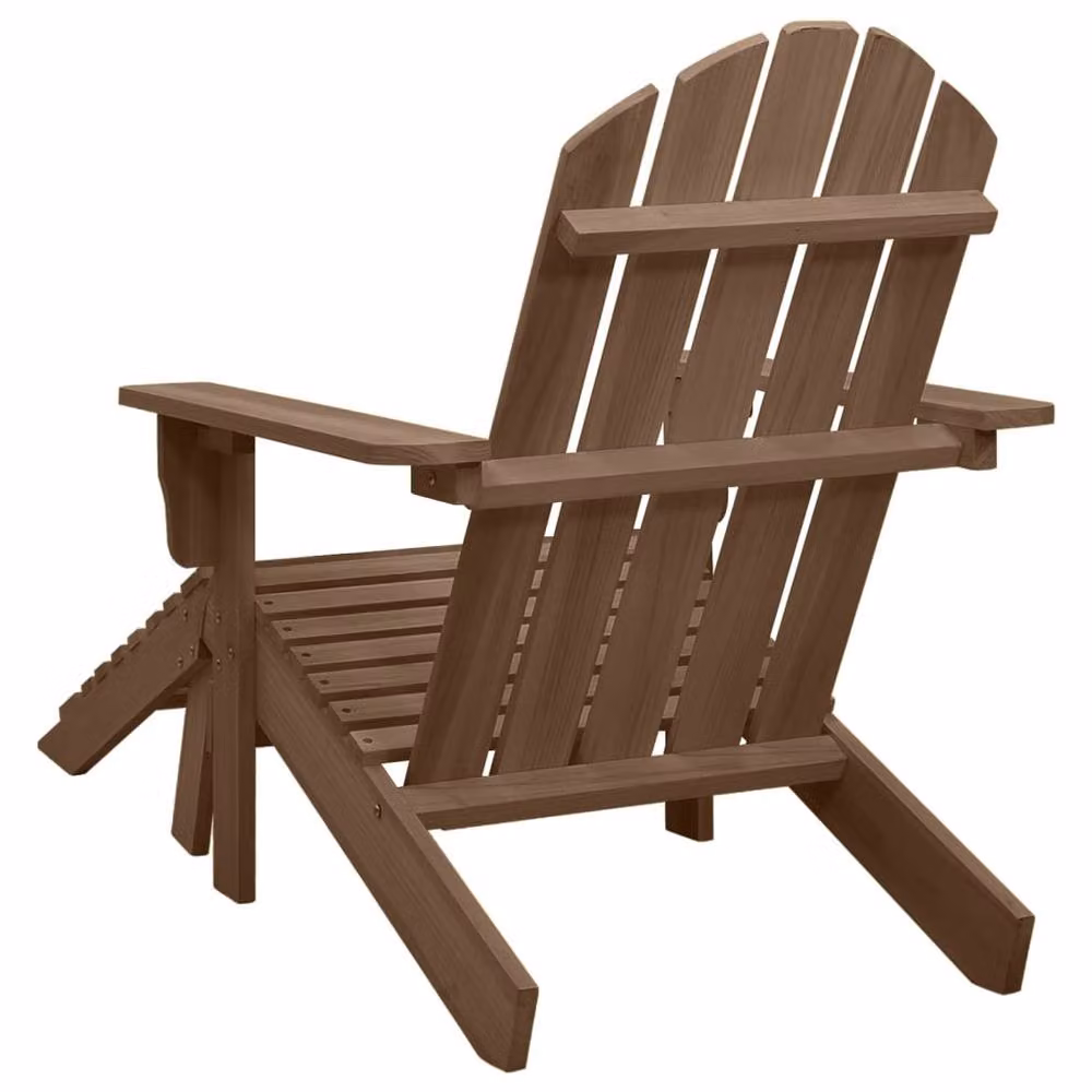 Berkfield Home Elegant Garden Lounge Chair with Ottoman in Brown Treated Pine Wood – 4