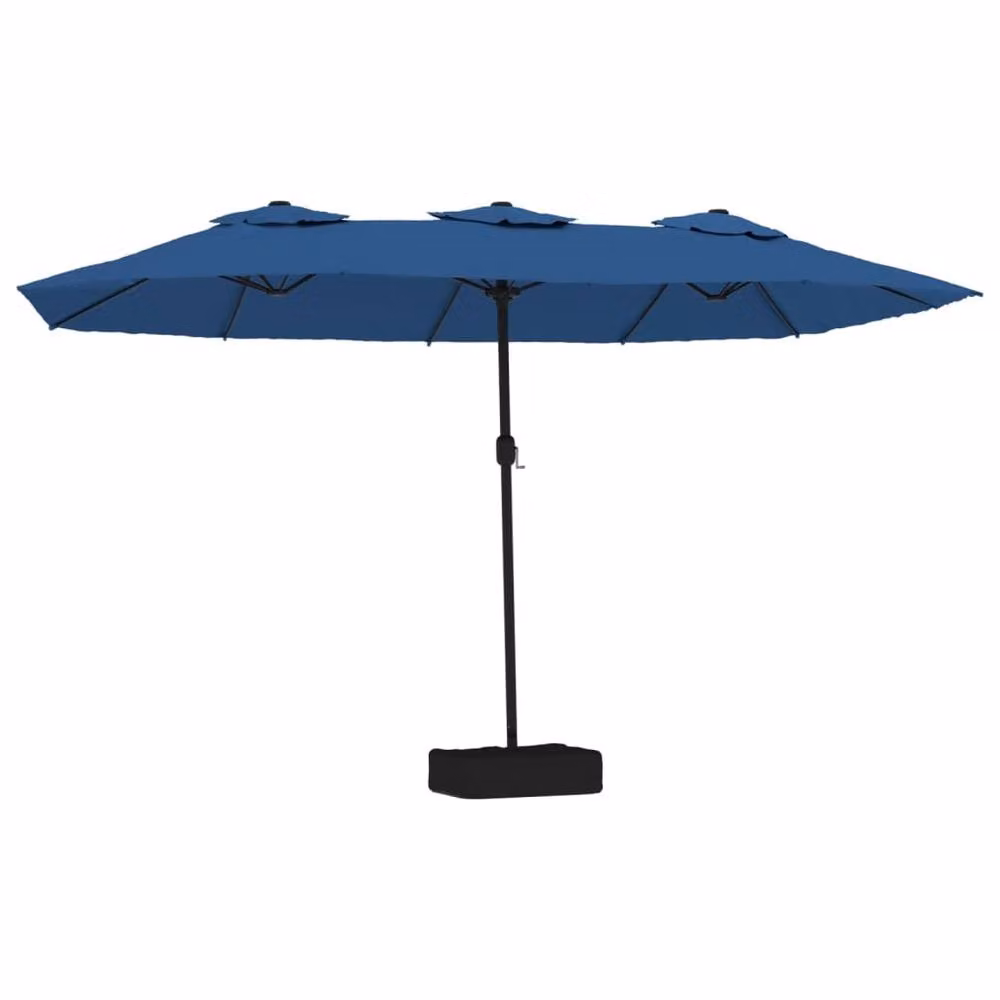 Berkfield Home Double-Head Cantilever Parasol with LEDs in Azure Blue, W: 449 cm, H: 245 cm – 2
