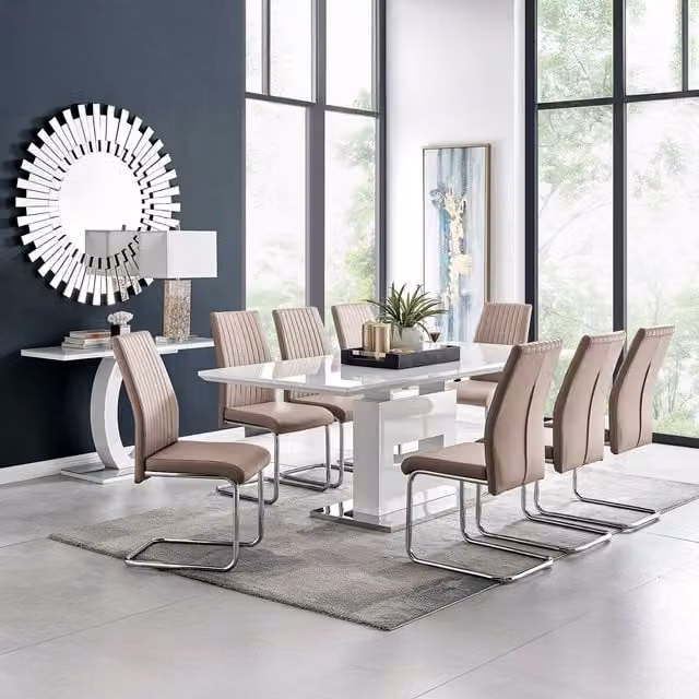 FurnitureboxUK Arezzo Large Extending Rectangular Dining Table with 8 Lorenzo Chairs in Yellow