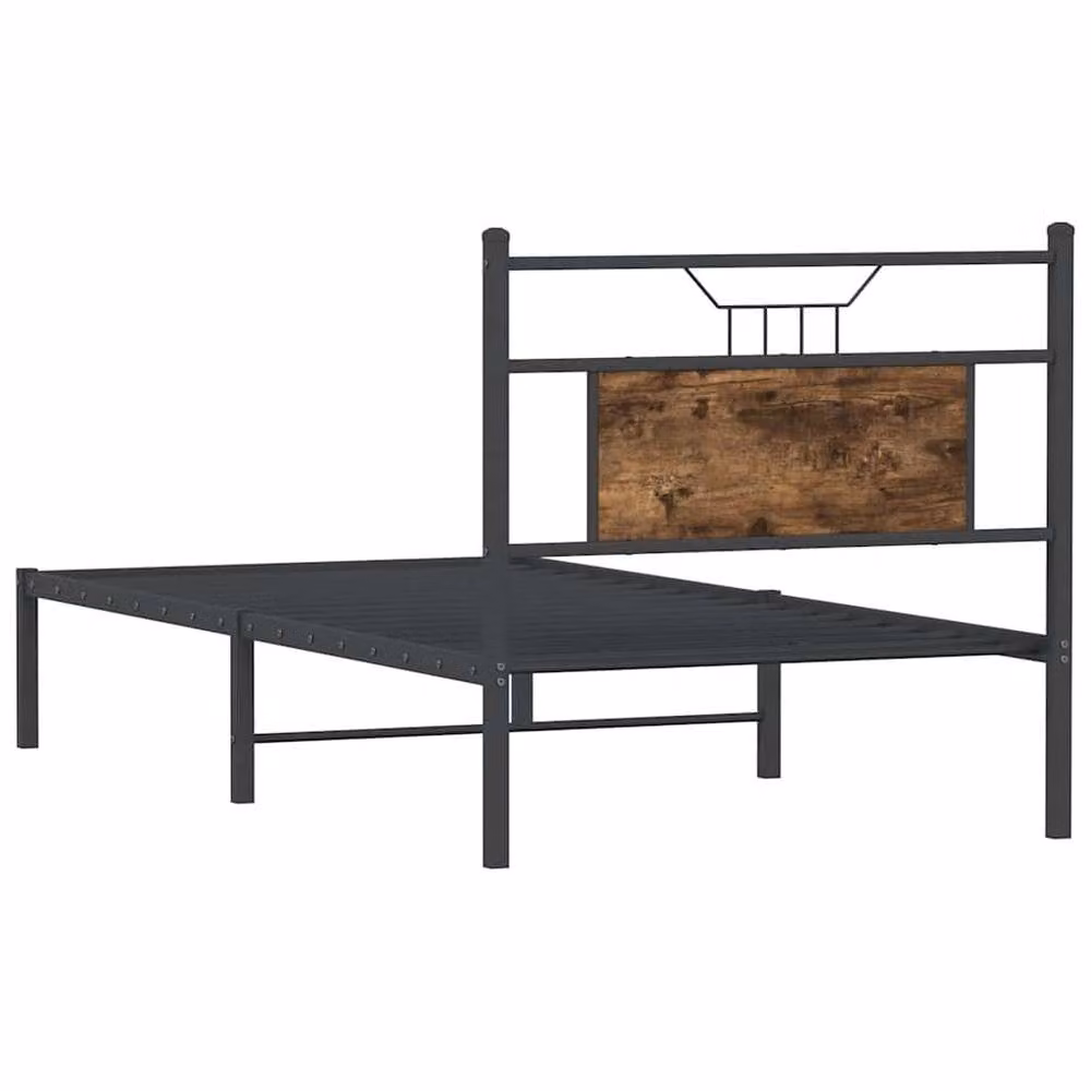 Berkfield Home Smoked Oak Bed Frame in Brown, W/D/H: 80 x 200 x 91.5 cm – 4
